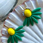 Stor grøn og gul blomster ørering