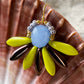 Stor brun, lime og lyselilla blomster ørering