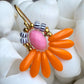 Mini blomsterørering med orange dråbe glasperler og lille lyserød perle