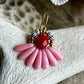 Mini blomsterørering med rosa dråbe glasperler og mørkerød glasperle